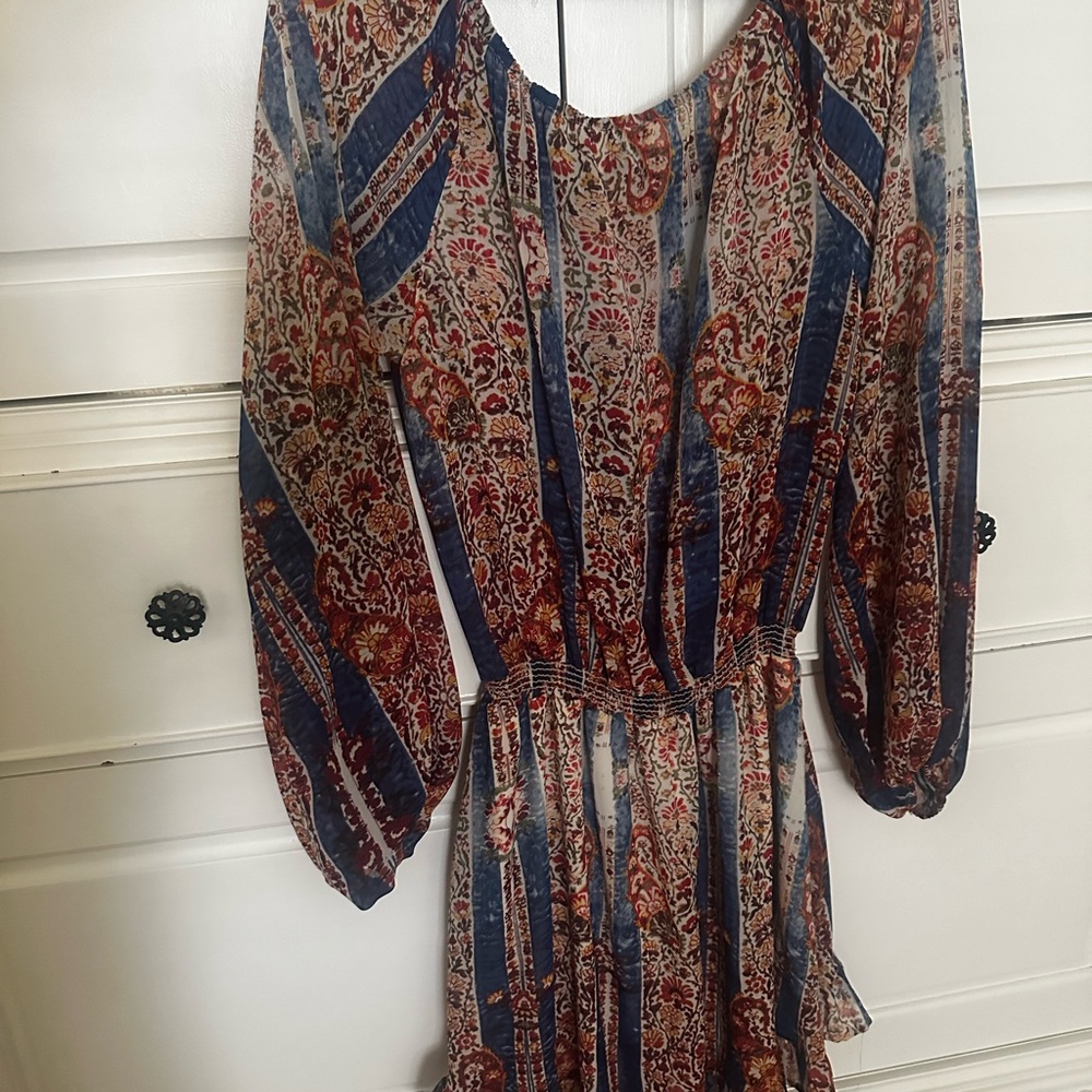 Show Me Your MuMu Bohemian Blue and Brown Dress